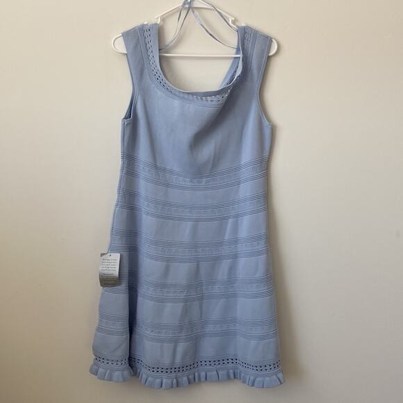 Eliza J Off the Shoulder Cap Sleeve Light Blue Mini Dress Size: XL - Picture 7 of 10